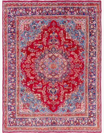 9' 9 x 12' 9 Hand Knotted Mashad Persian Wool Rug