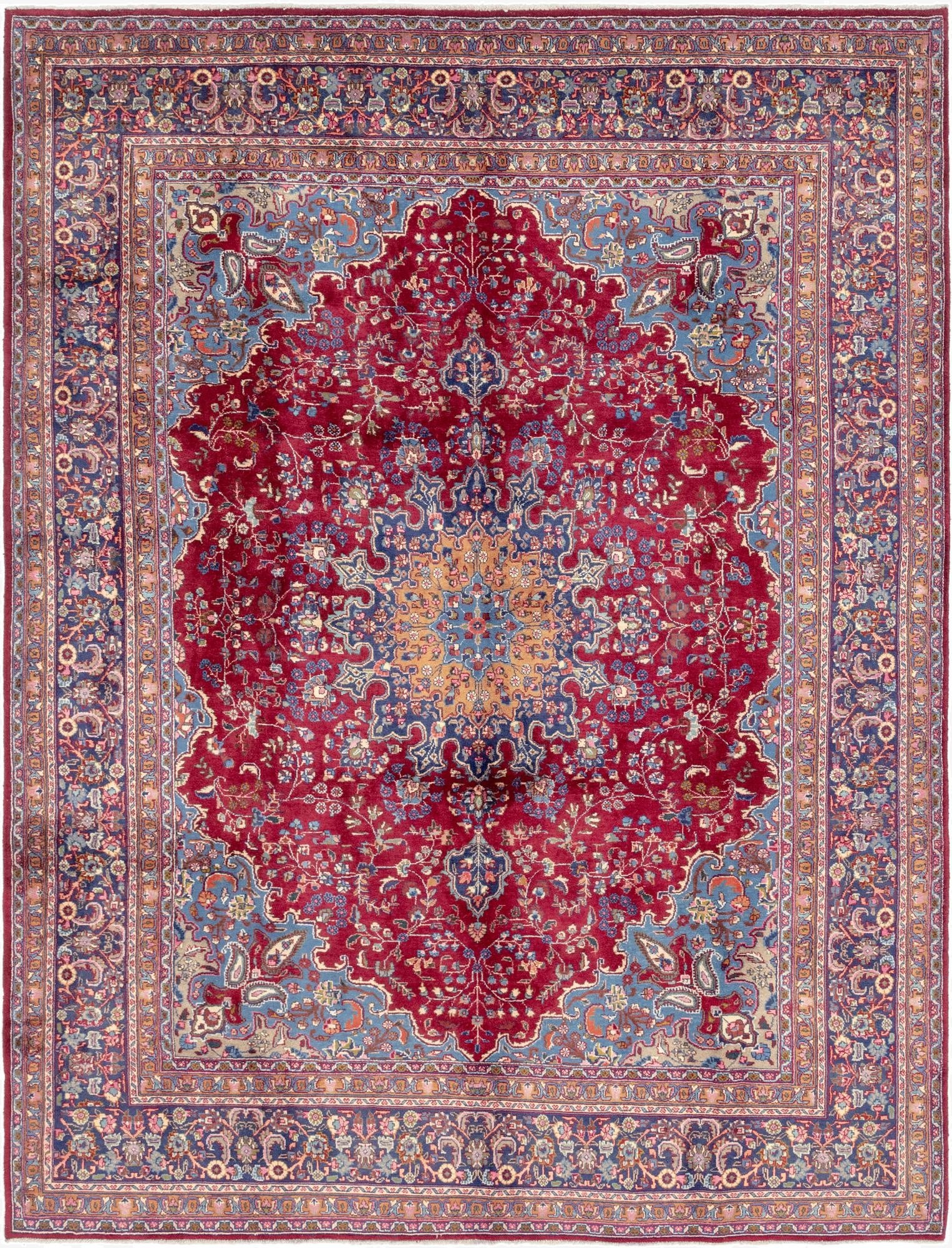 9' 9 x 13'  Hand Knotted Mashad Persian Wool Rug
