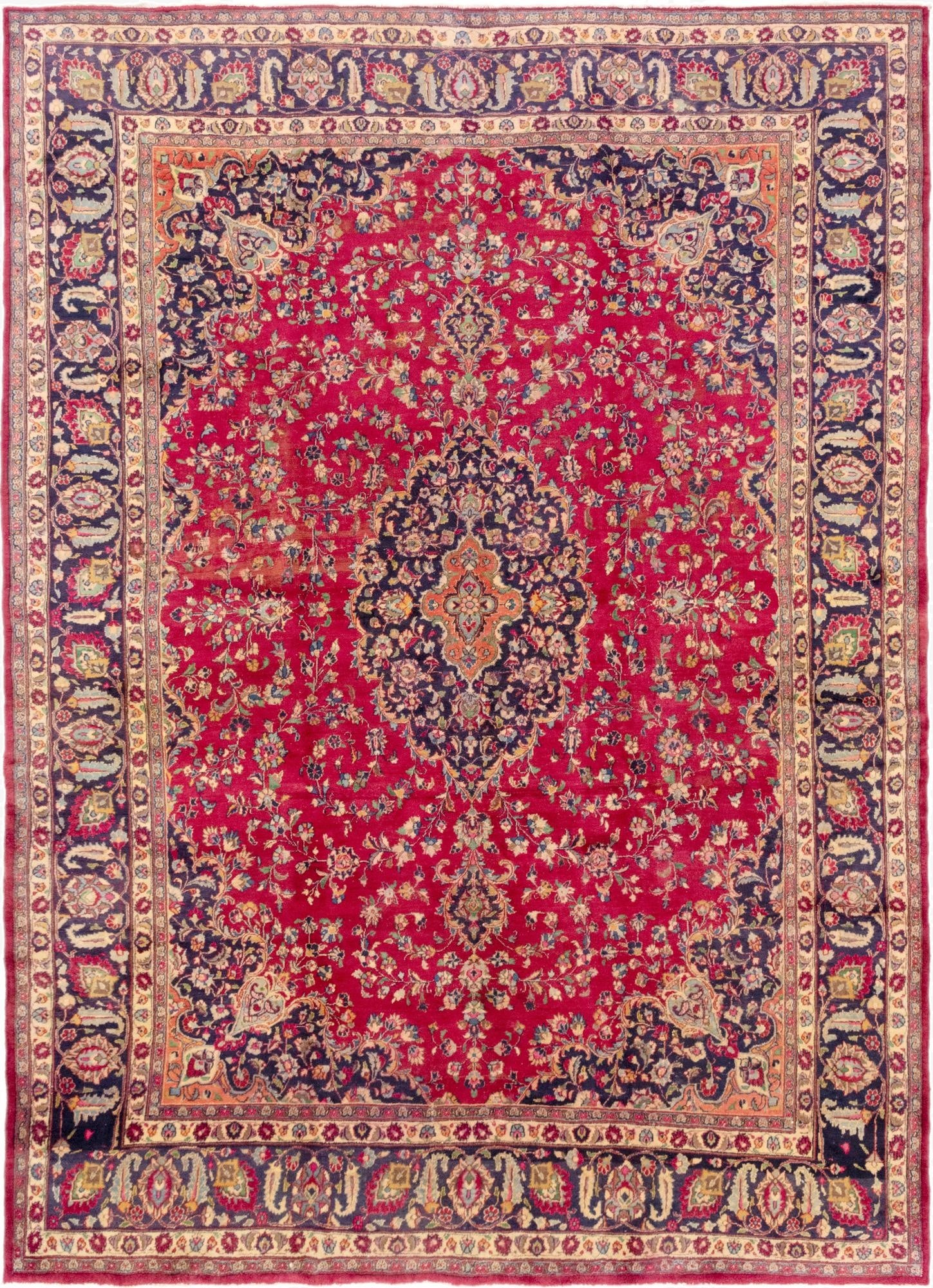 9' 7 x 13' 3  Hand Knotted Mashad Persian Wool Rug