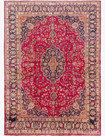 9' 7 x 13' 3 Hand Knotted Mashad Persian Wool Rug