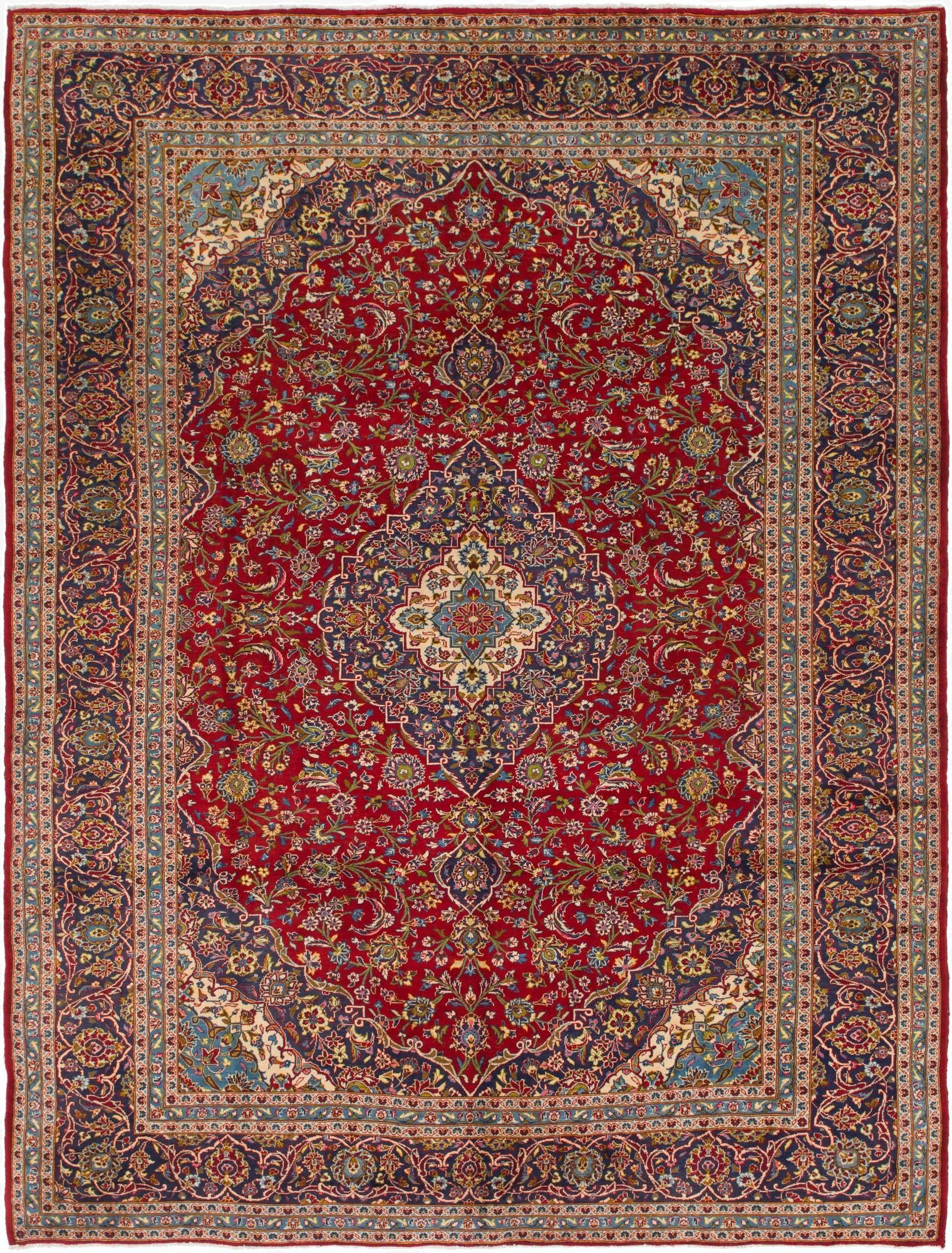 9' 8 x 12' 8  Hand Knotted Mashad Persian Wool Rug