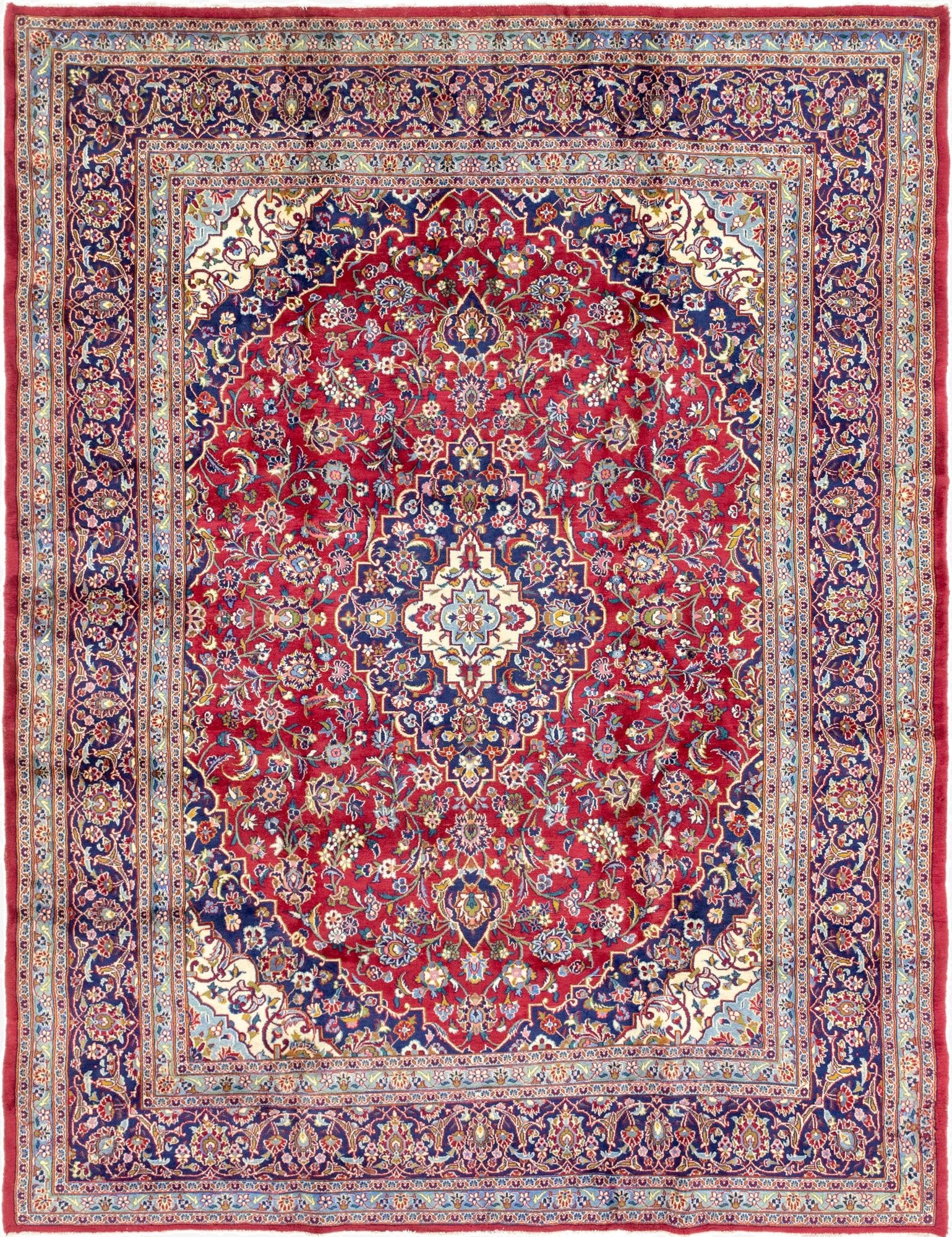 9' 8 x 12' 9  Hand Knotted Mashad Persian Wool Rug