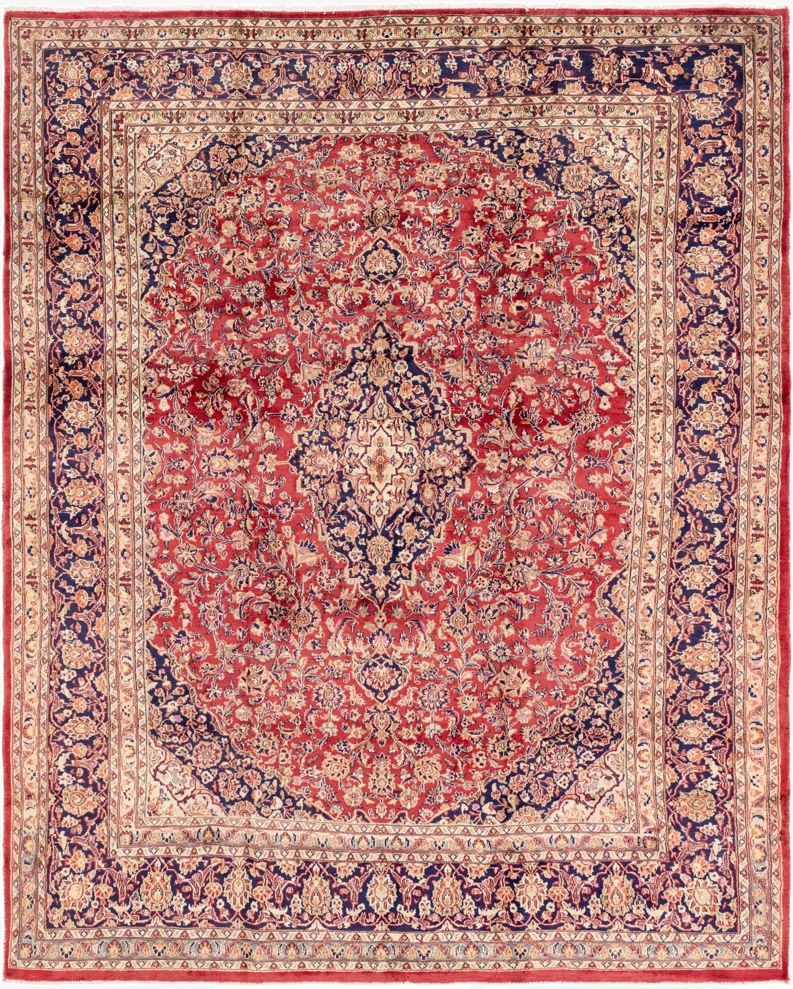 9' 8 x 12' 6  Hand Knotted Mashad Persian Wool Rug