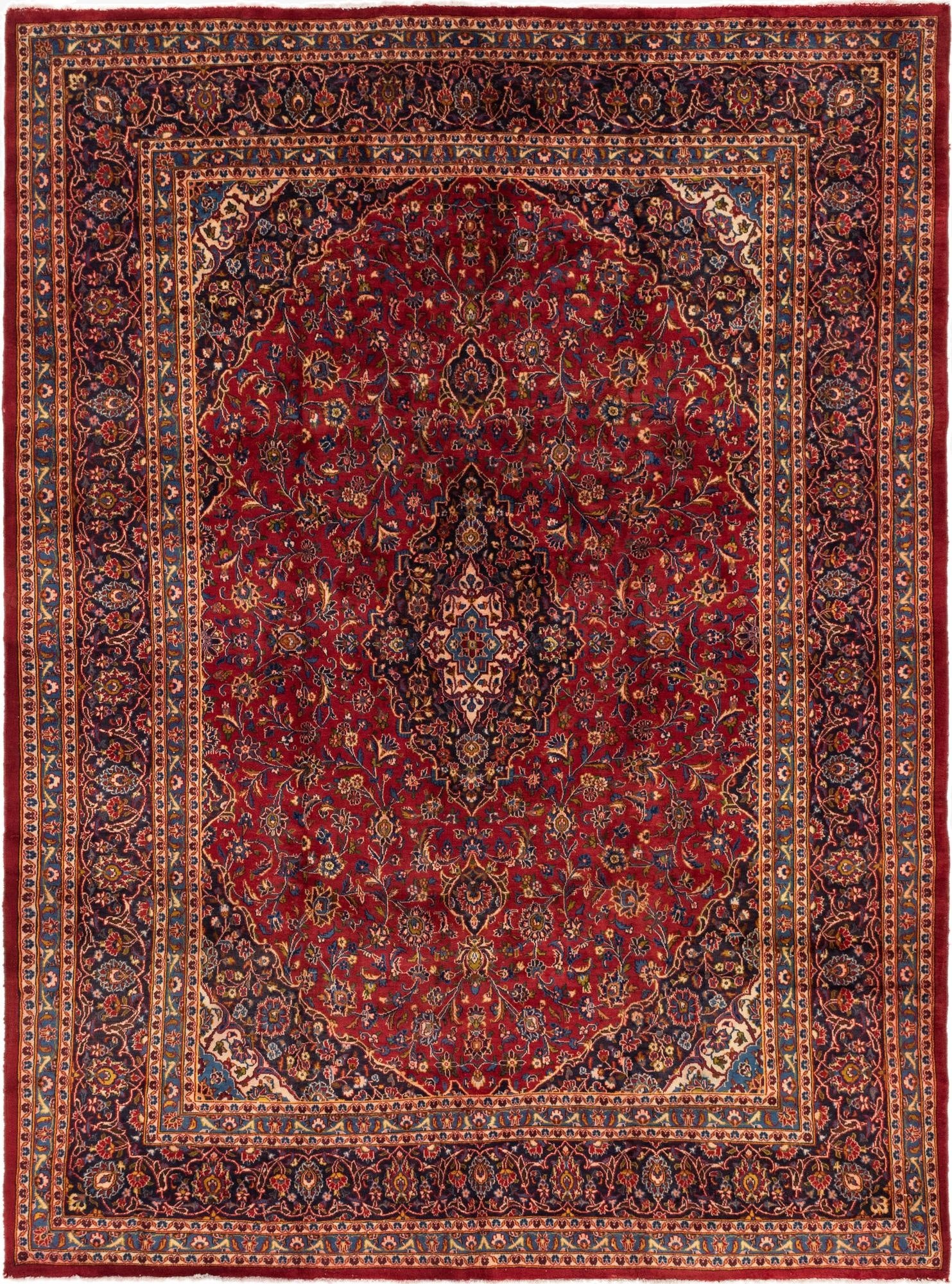 9' 7 x 13'  Hand Knotted Mashad Persian Wool Rug