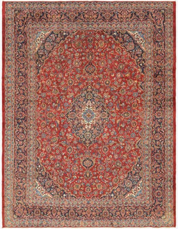 9' 8 x 12' 9 Hand Knotted Mashad Persian Wool Rug