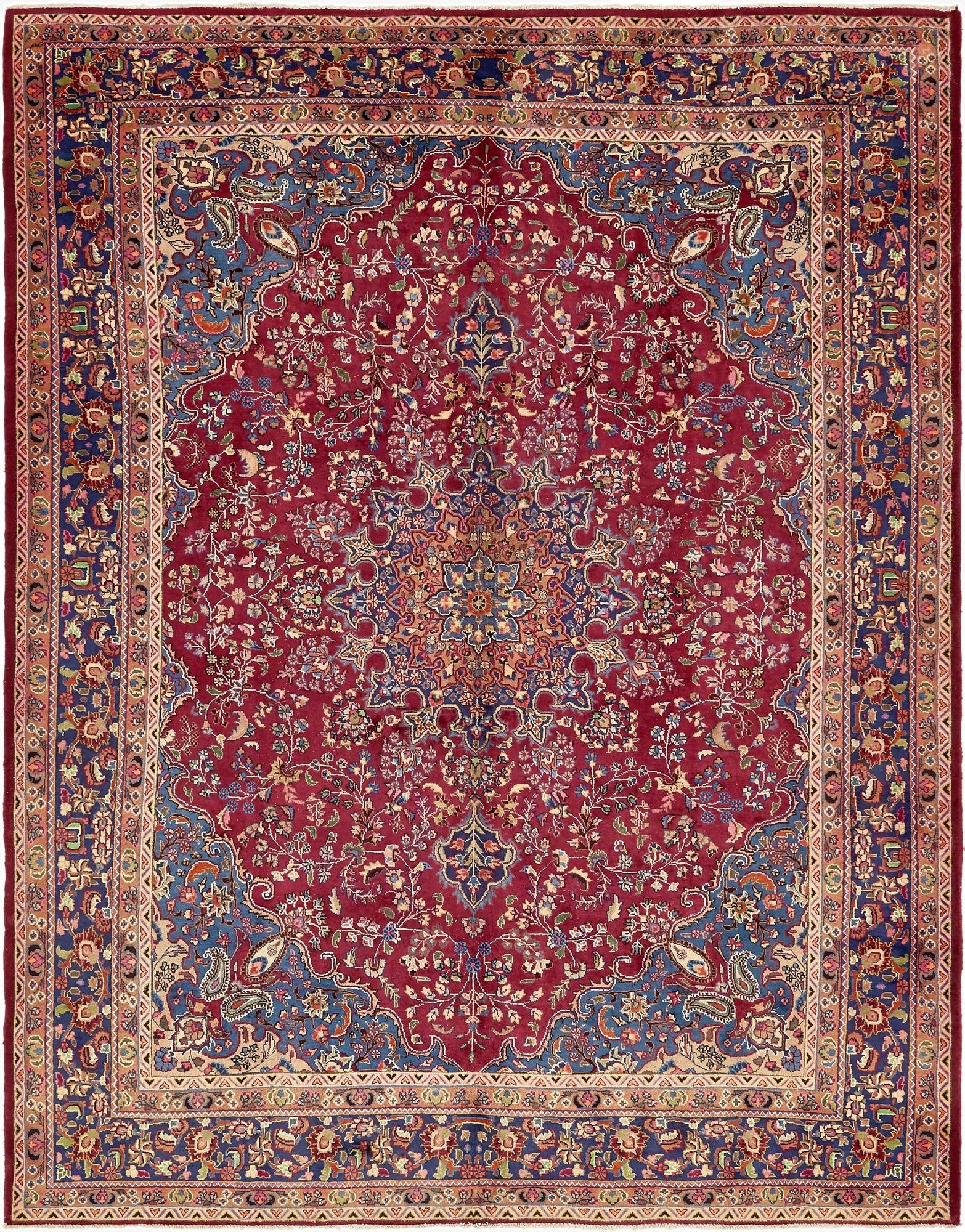 9' 9 x 12' 9  Hand Knotted Mashad Persian Wool Rug