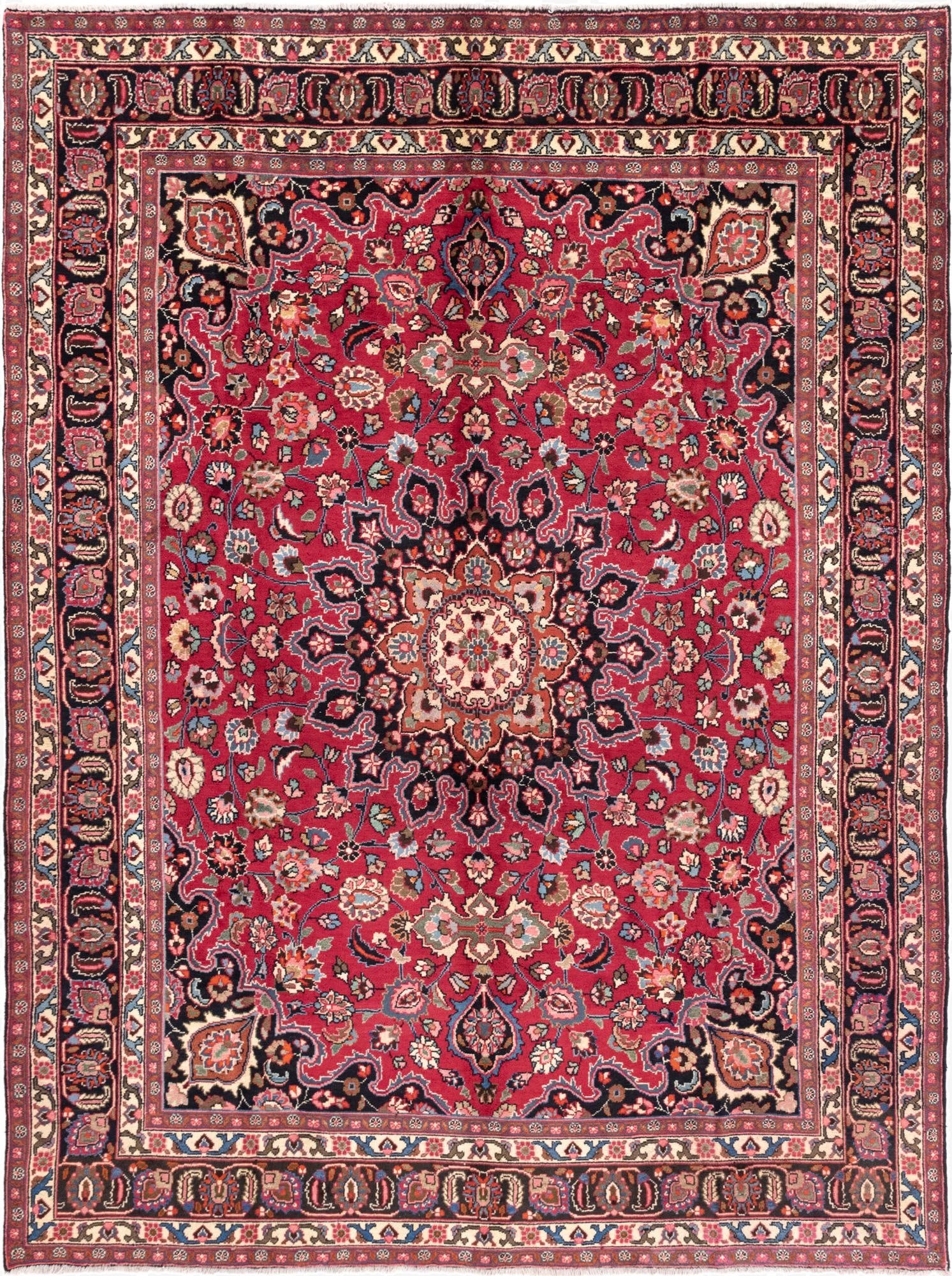 9' 5 x 12' 7  Hand Knotted Mashad Persian Wool Rug