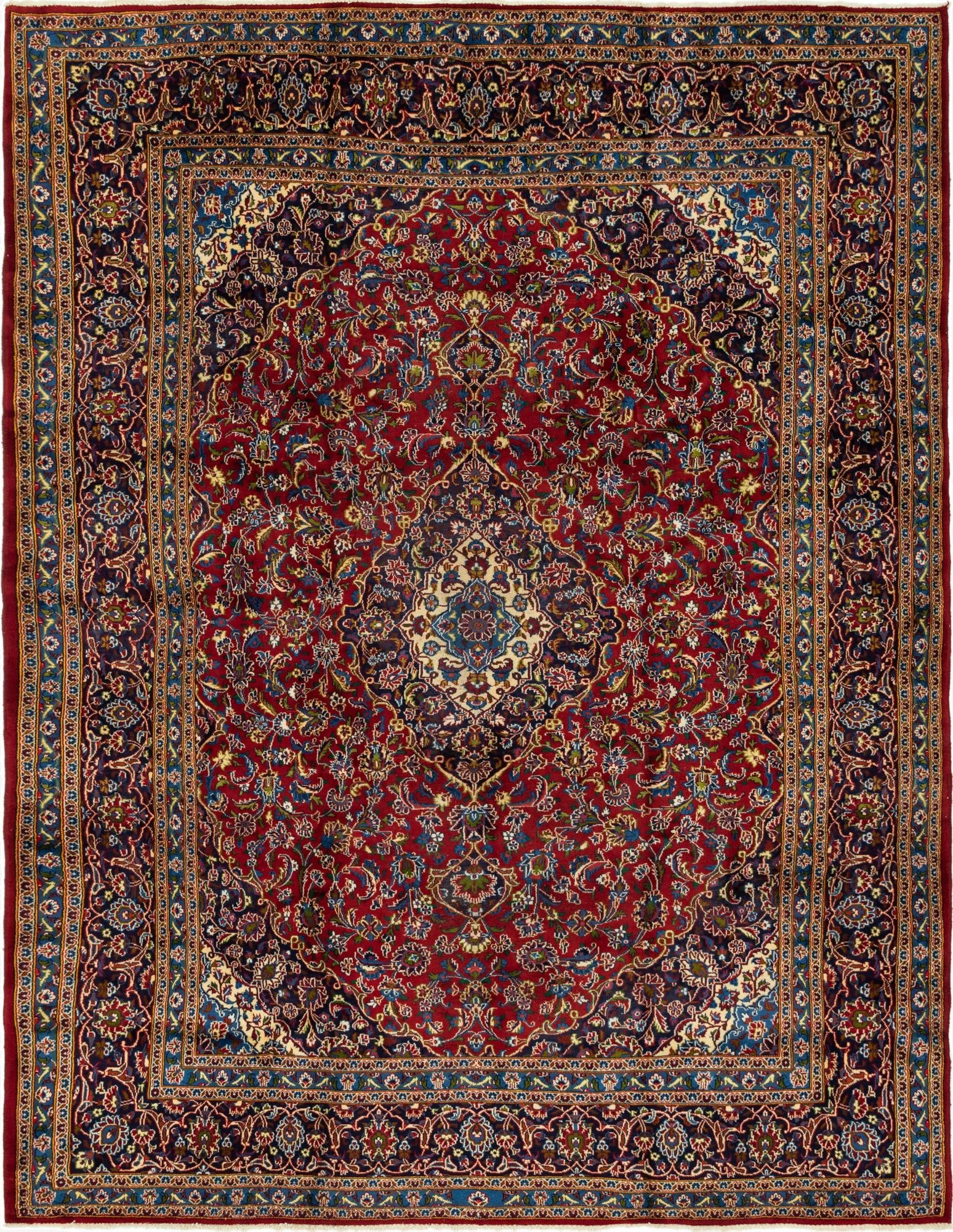 9' 6 x 12' 10  Hand Knotted Mashad Persian Wool Rug