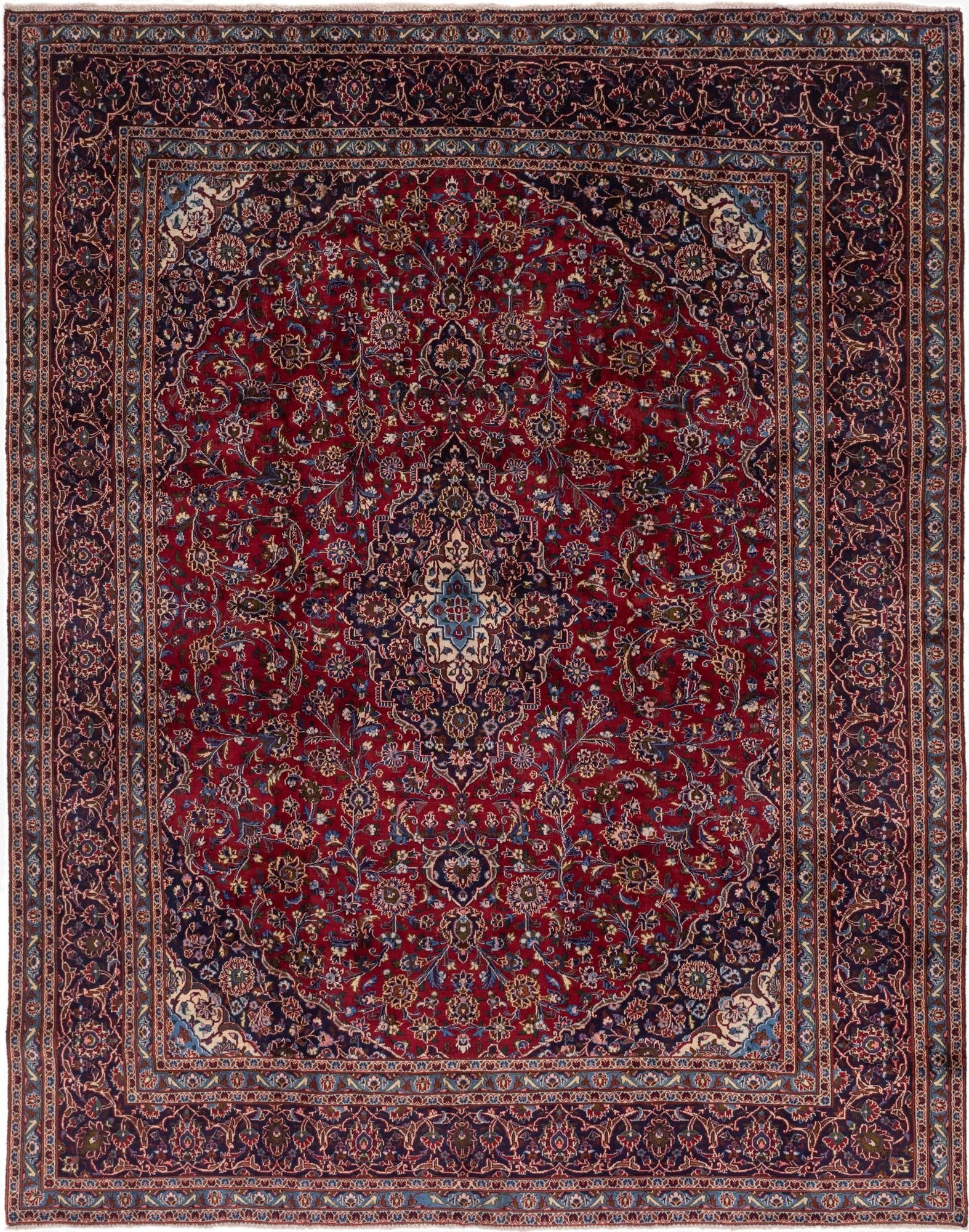 9' 7 x 12' 3  Hand Knotted Mashad Persian Wool Rug