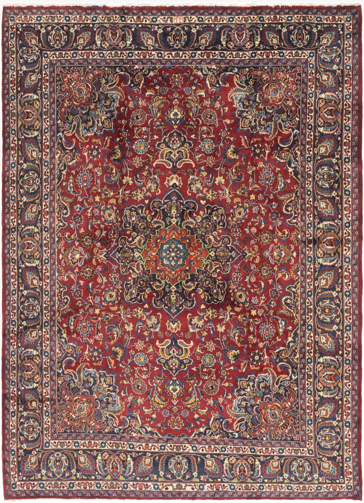 9' 6 x 13' 3  Hand Knotted Mashad Persian Wool Rug