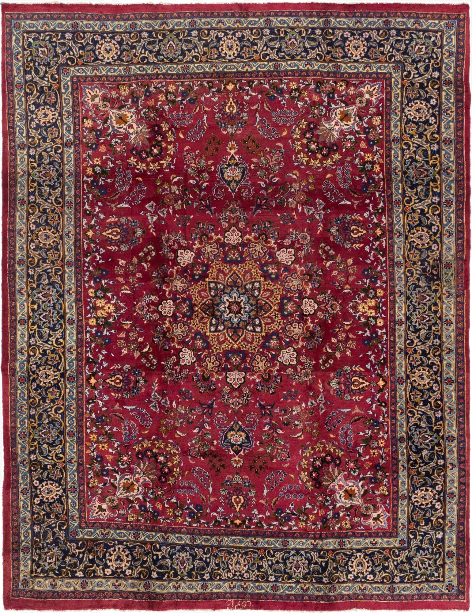 9' 8 x 12' 8  Hand Knotted Mashad Persian Wool Rug