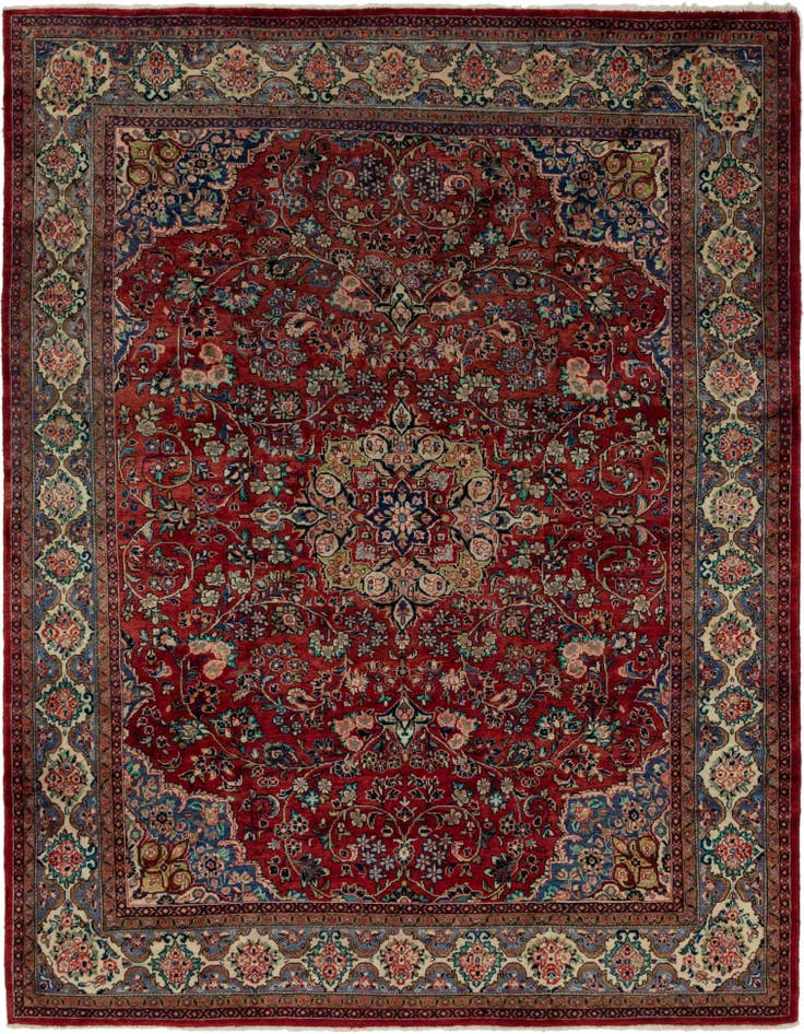 Detail image of 9' 9 x 13' Hand Knotted Meshkabad Persian Wool Rug