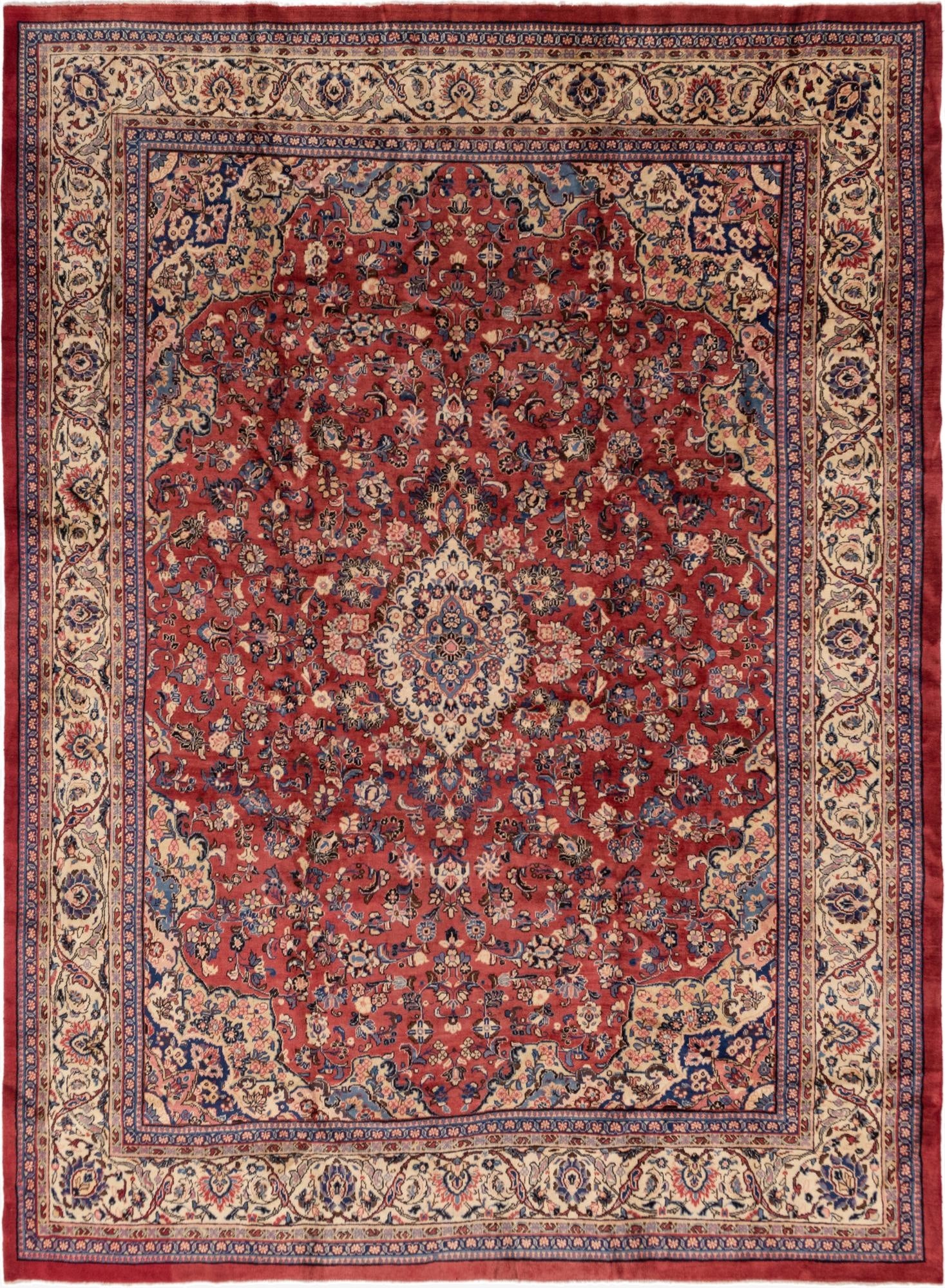 10' 5 x 14'  Hand Knotted Meshkabad Persian Wool Rug