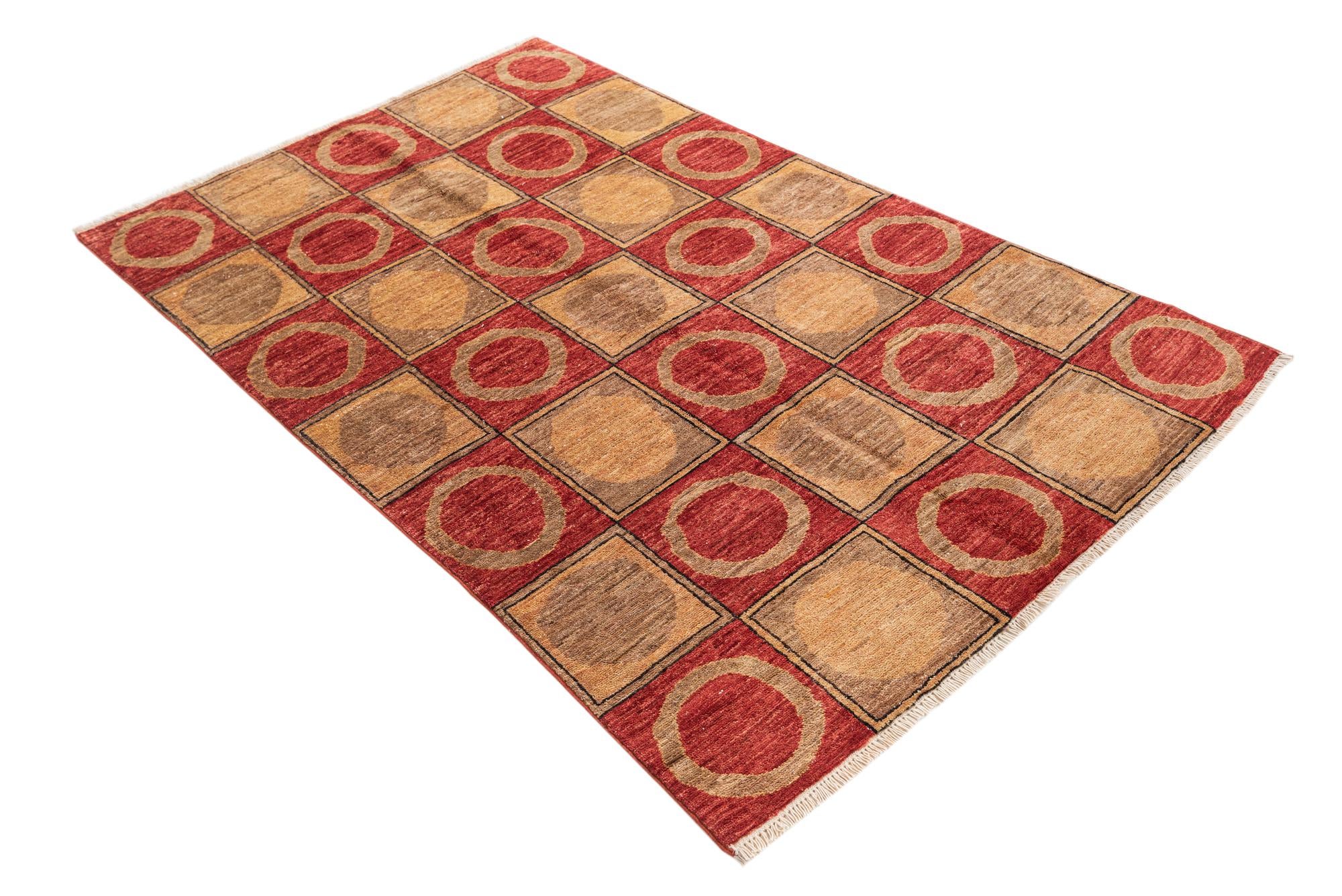 3' 9 x 6' Hand Knotted Modern Ziegler Rug