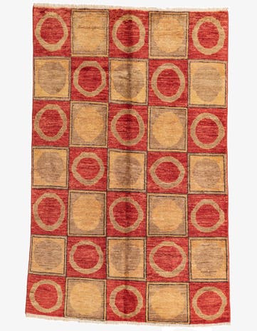 3' 9 x 6' Hand Knotted Modern Ziegler Rug