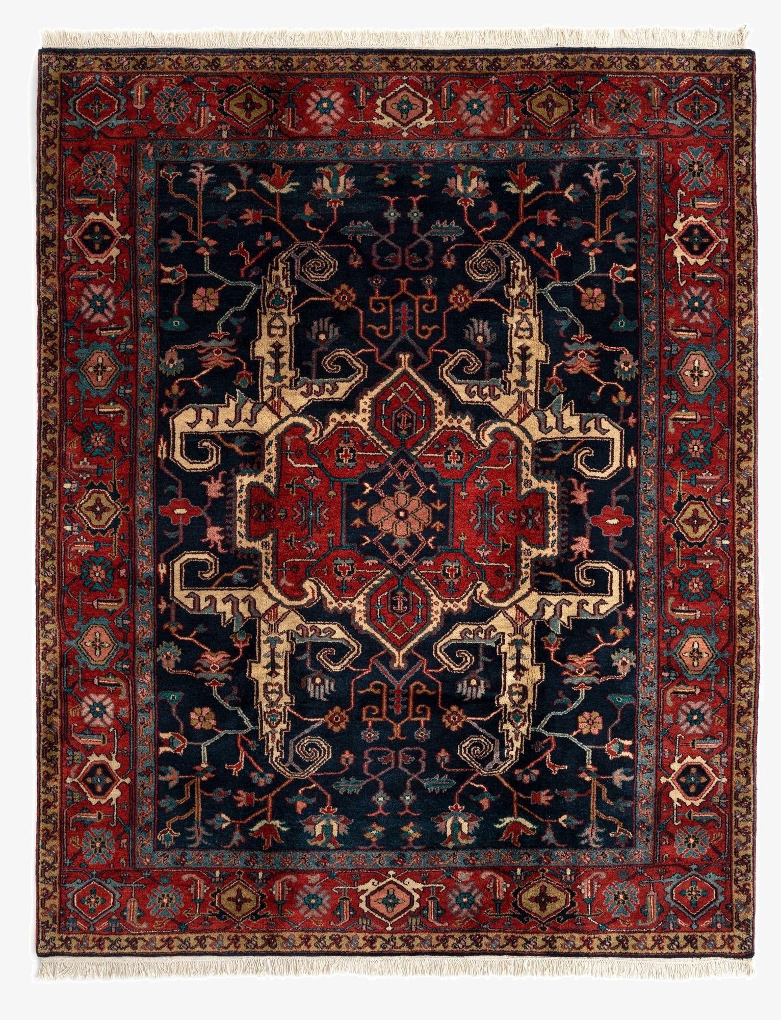 7' 11 x 10' Moghul Heriz Wool Rug