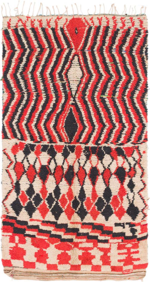 Detail image of 5' 2 x 9' 3 Hand Knotted Moroccan Wool Rug