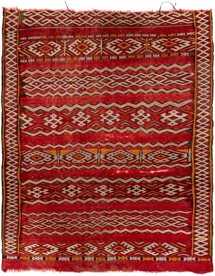 Detail image of 4' 8 x 6' 5 Hand Woven Moroccan Wool Rug
