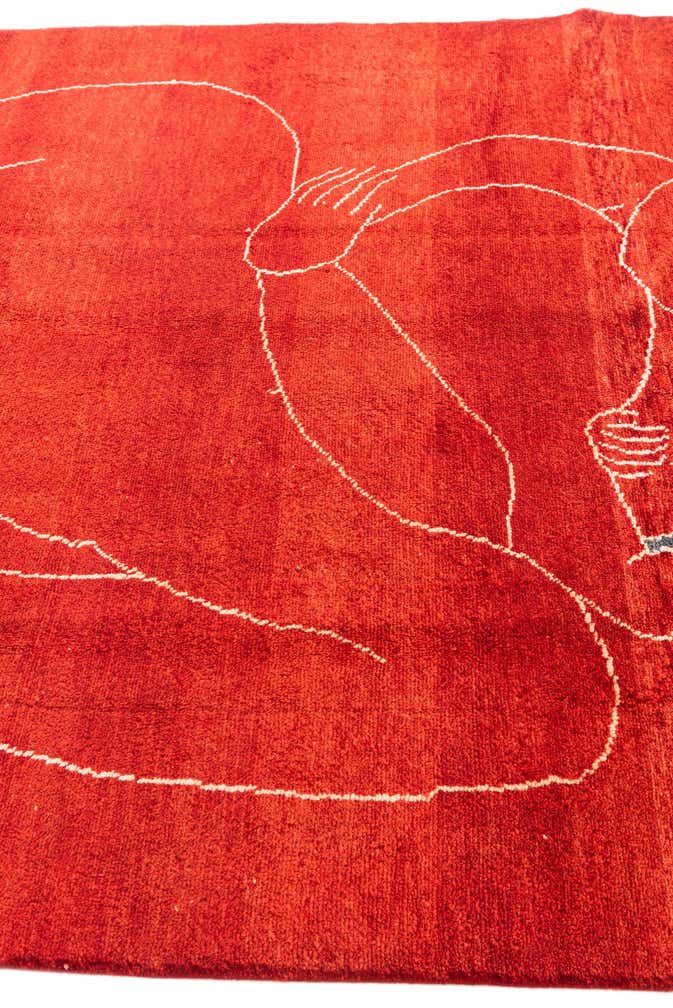6' 8 x 10' 2 Hand Knotted Moroccan Wool Rug