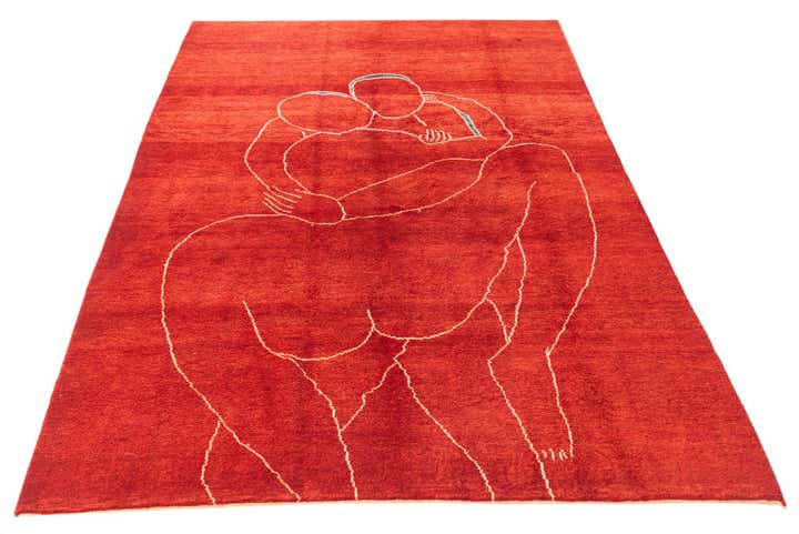 6' 8 x 10' 2 Hand Knotted Moroccan Wool Rug