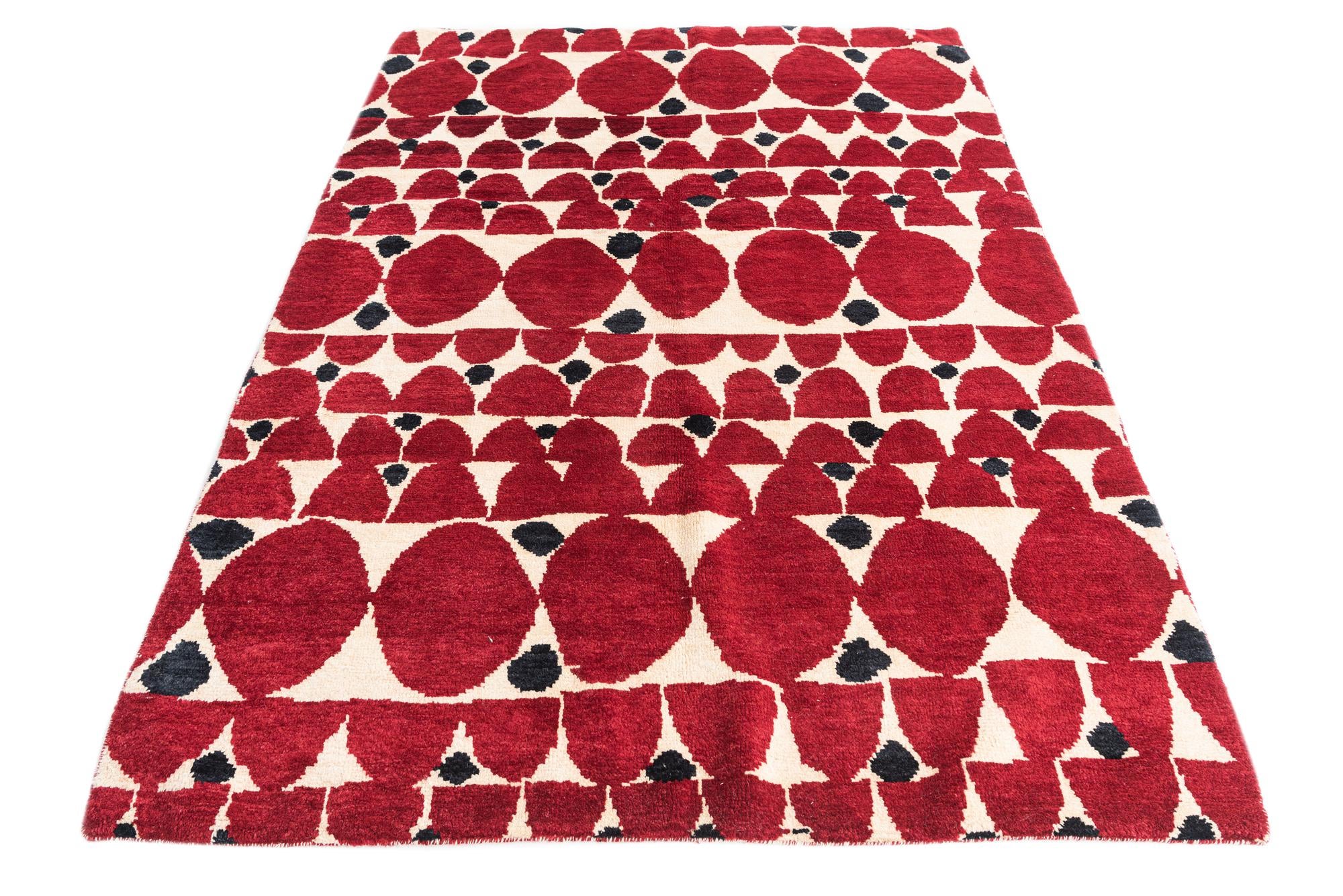 5' 7 x 8' 2 Hand Knotted Moroccan Wool Rug
