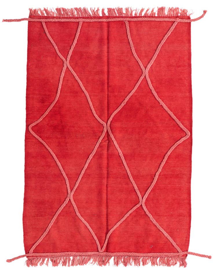 Detail image of 3' 5 x 4' 10 Hand Knotted Moroccan Wool Rug