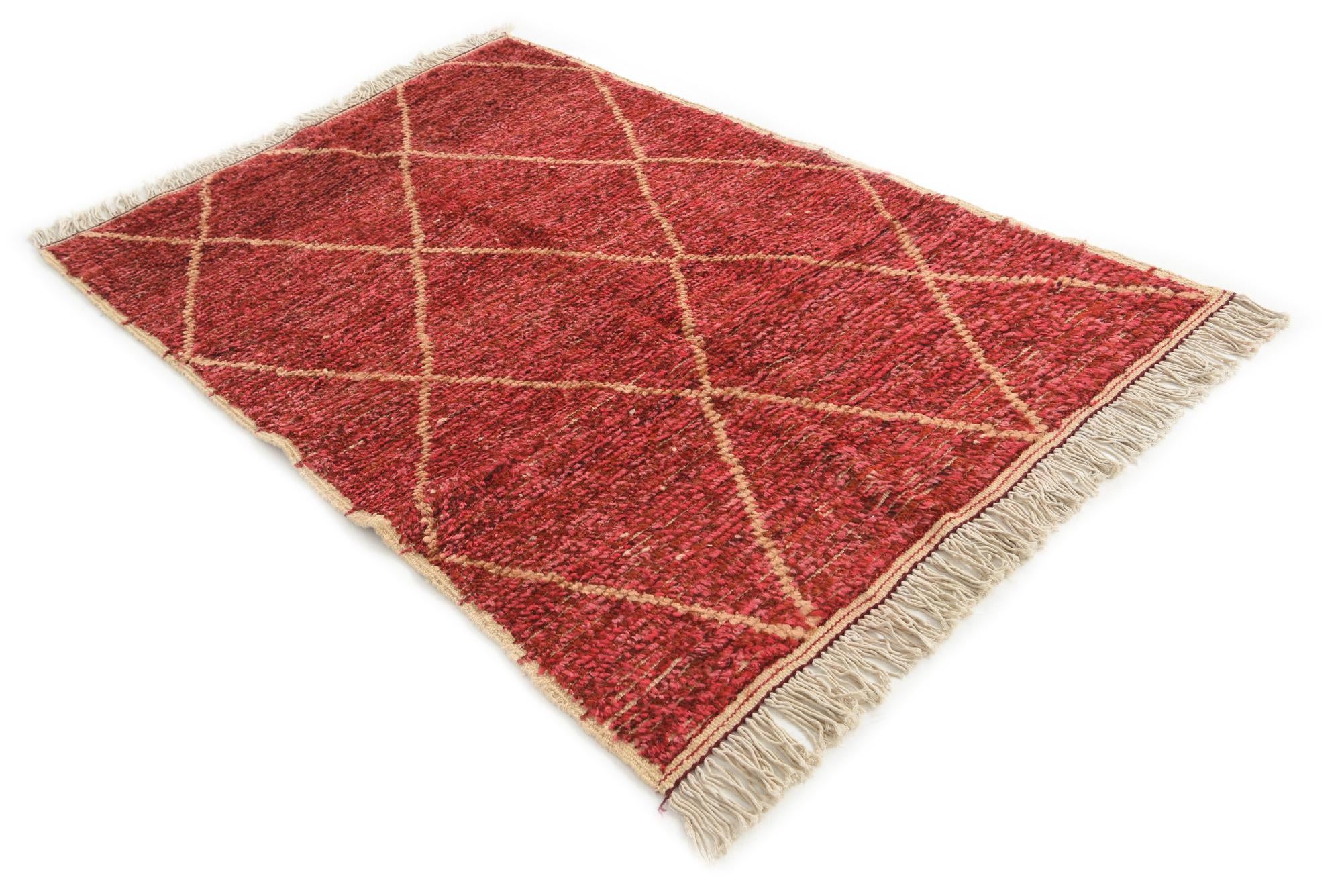 4' 1 x 6' 4 Hand Knotted Moroccan Wool Rug