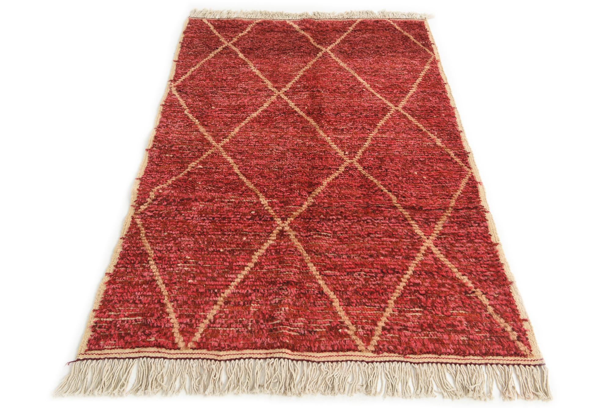 4' 1 x 6' 4 Hand Knotted Moroccan Wool Rug