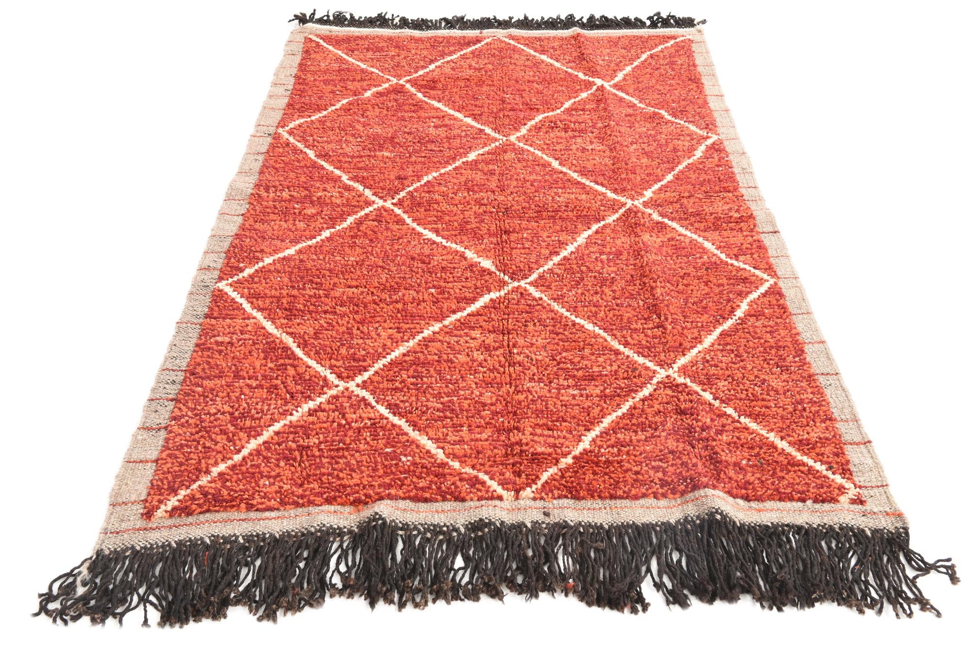 4' 2 x 6' 5 Hand Knotted Moroccan Wool Rug
