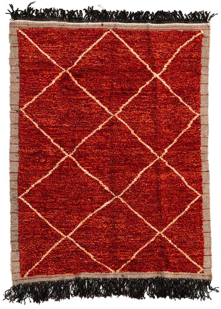 4' 2 x 6' 5 Hand Knotted Moroccan Wool Rug