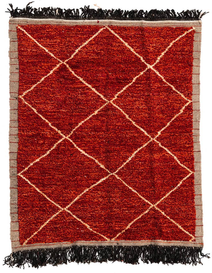 Detail image of 4' 2 x 6' 5 Hand Knotted Moroccan Wool Rug