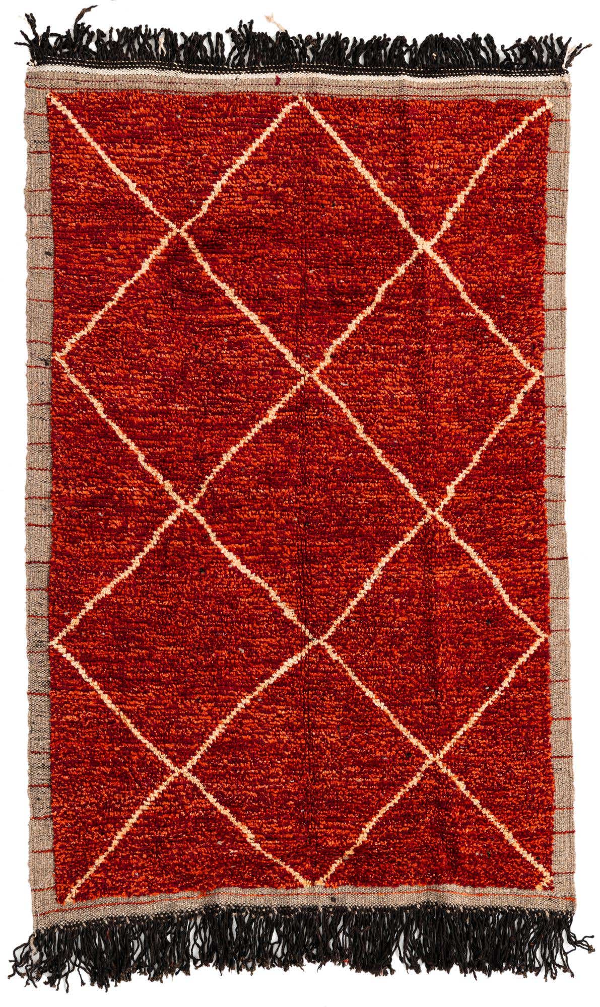 4' 2 x 6' 5 Hand Knotted Moroccan Wool Rug