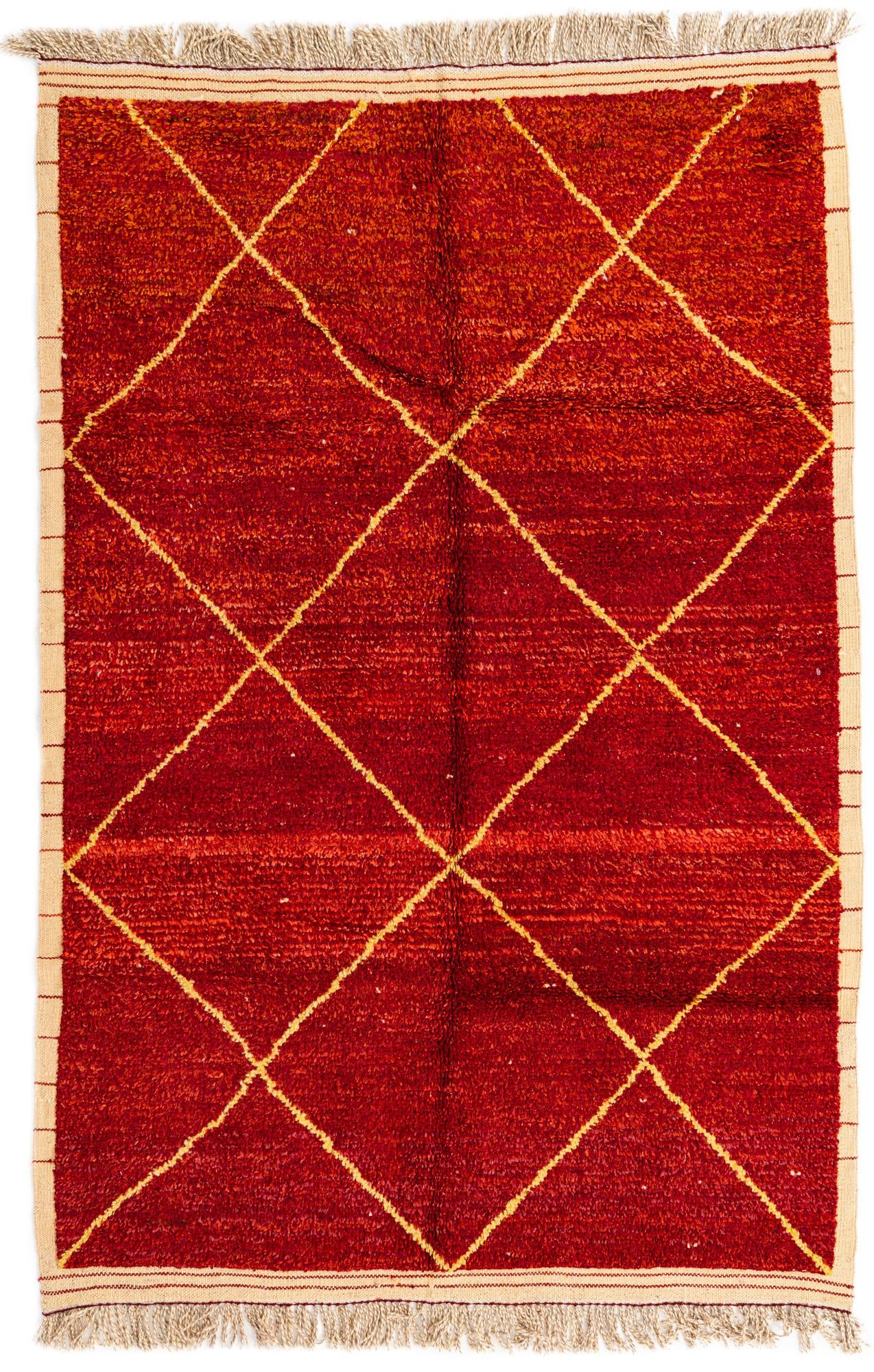 6' 1 x 9' 2 Hand Knotted Moroccan Wool Rug