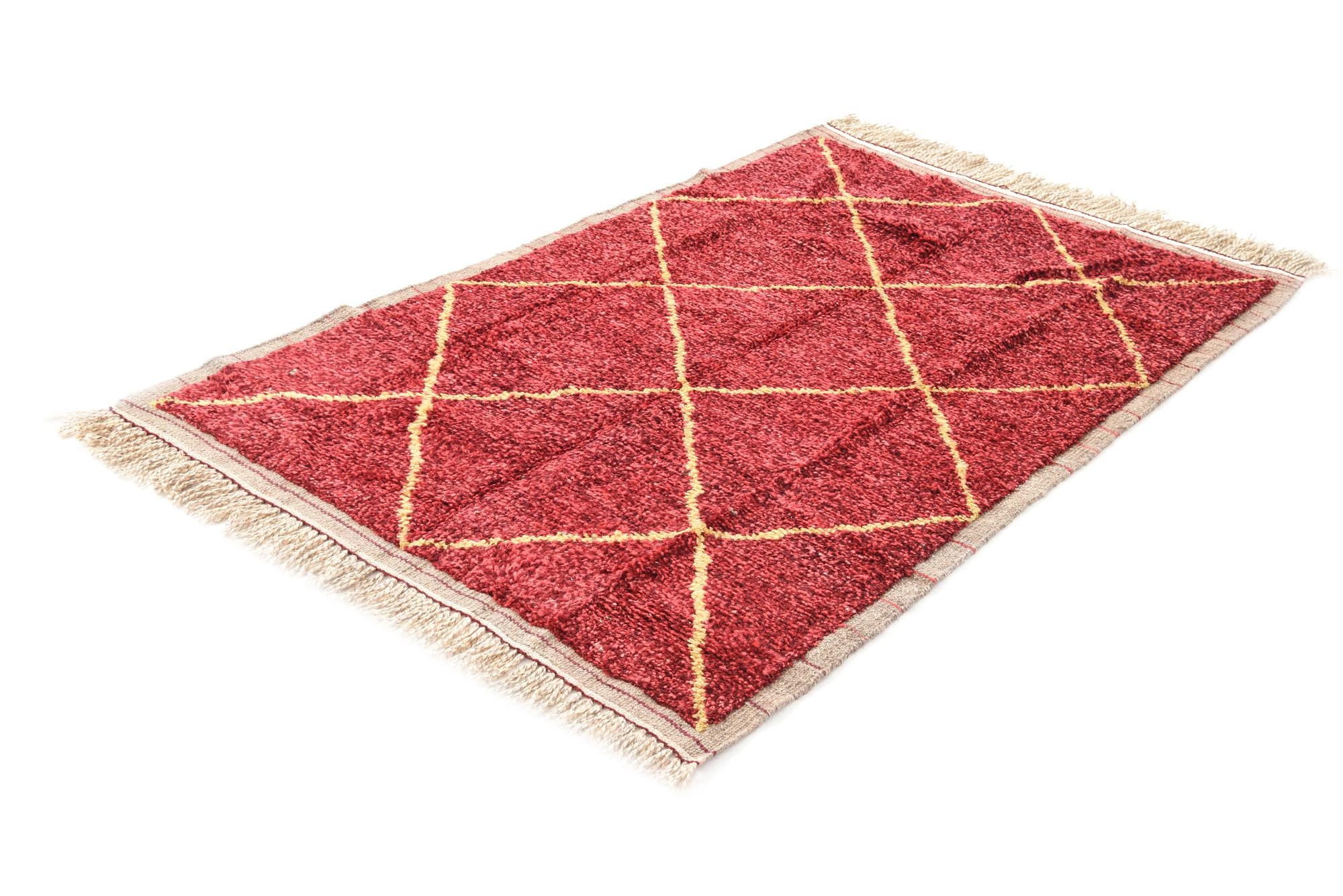 4' x 6' 4 Hand Knotted Moroccan Wool Rug