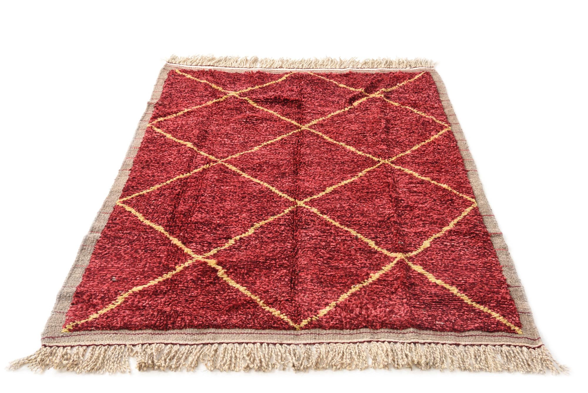 4' x 6' 4 Hand Knotted Moroccan Wool Rug