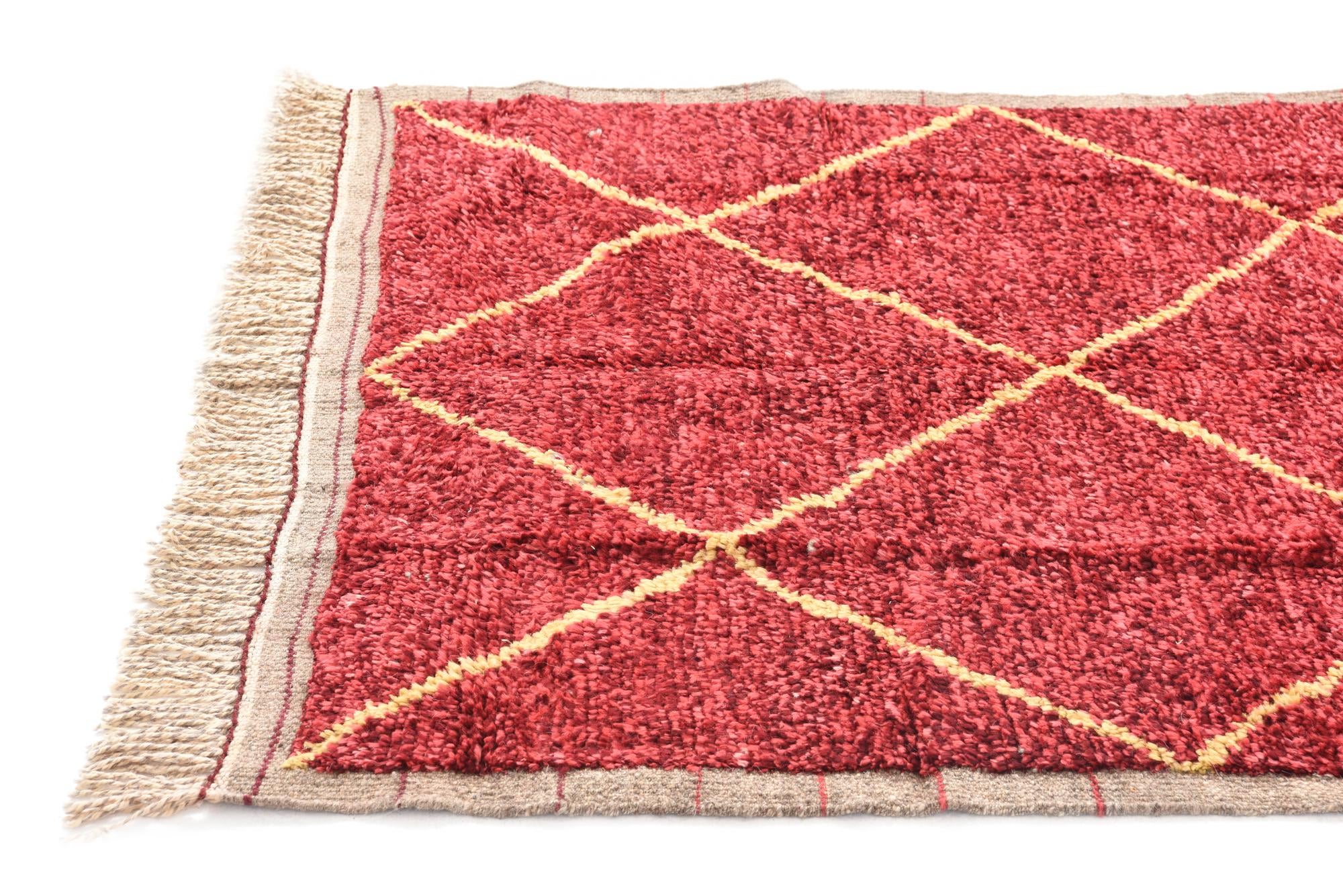 4' x 6' 4 Hand Knotted Moroccan Wool Rug