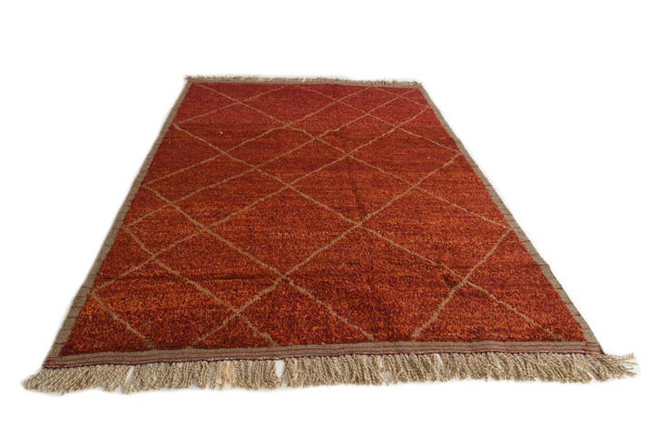 Detail image of 6' 2 x 9' 2 Hand Knotted Moroccan Wool Rug
