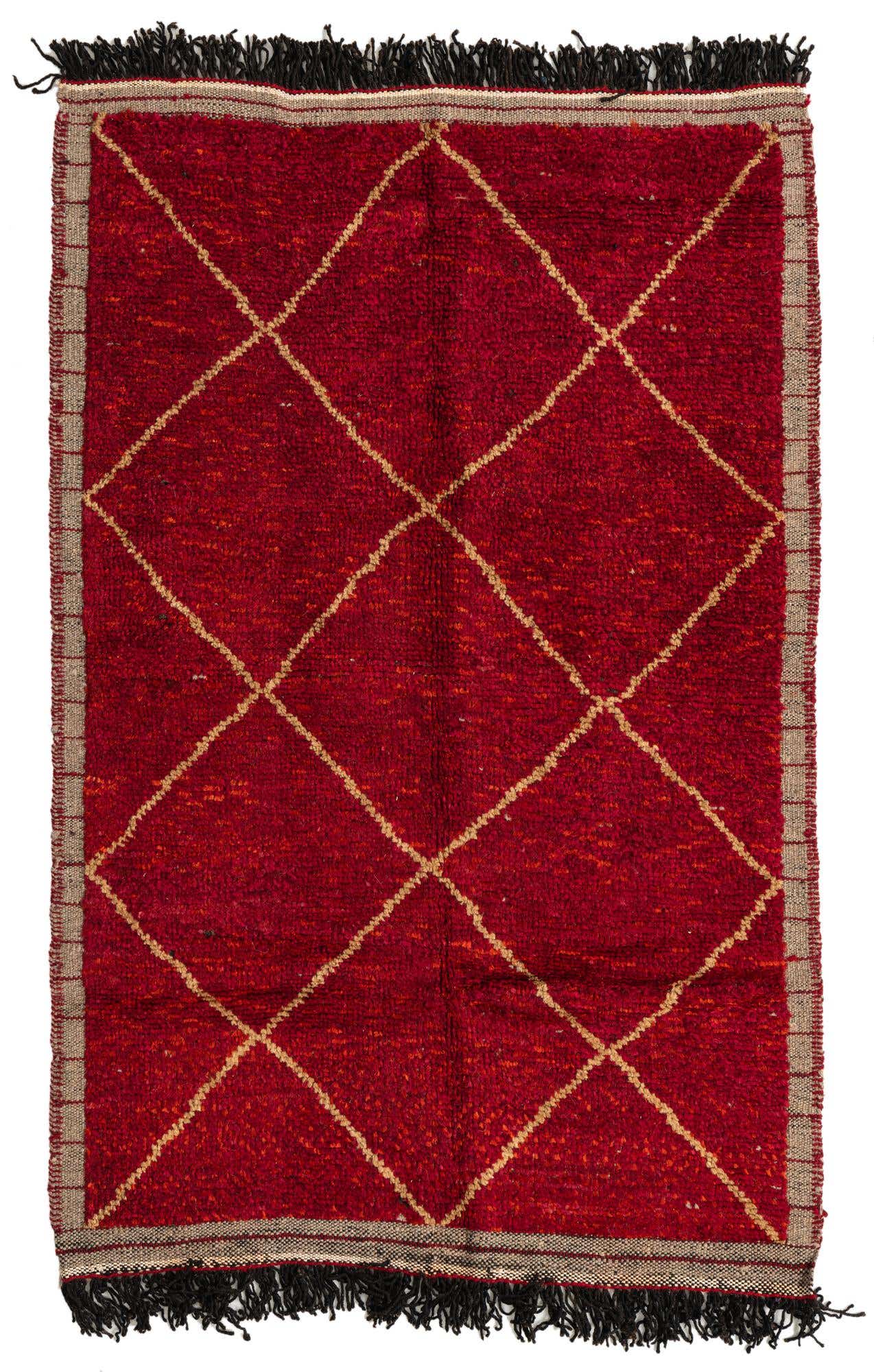 4' x 6' 2 Hand Knotted Moroccan Wool Rug