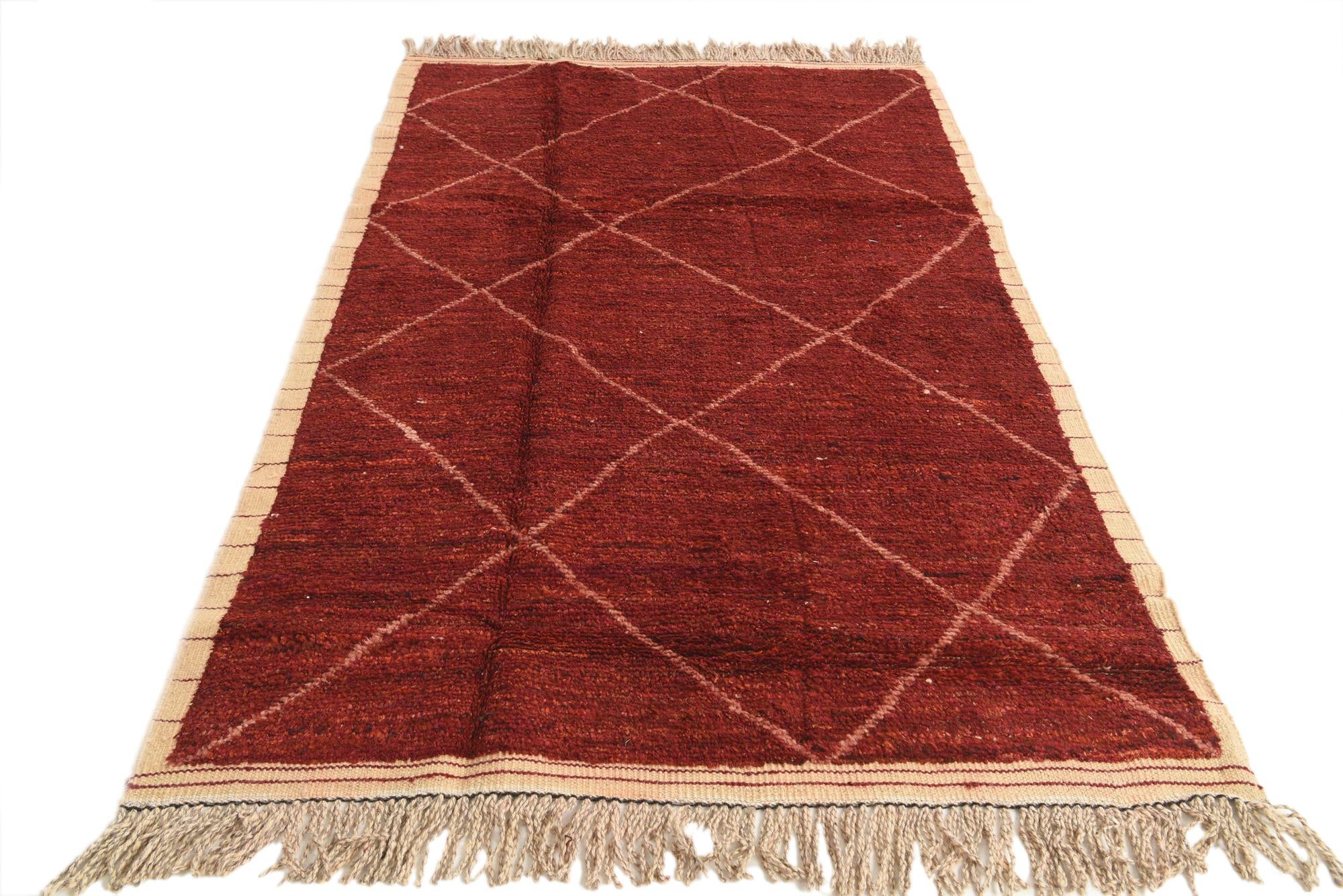 5' 1 x 8' 3 Hand Knotted Moroccan Wool Rug