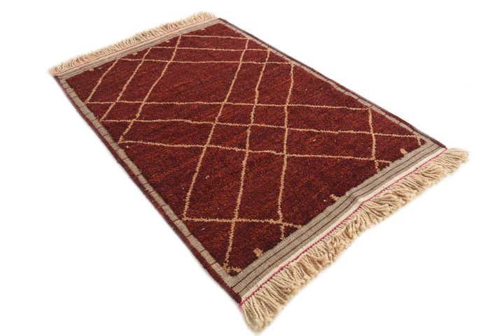 4' 2 x 6' 3 Hand Knotted Moroccan Wool Rug