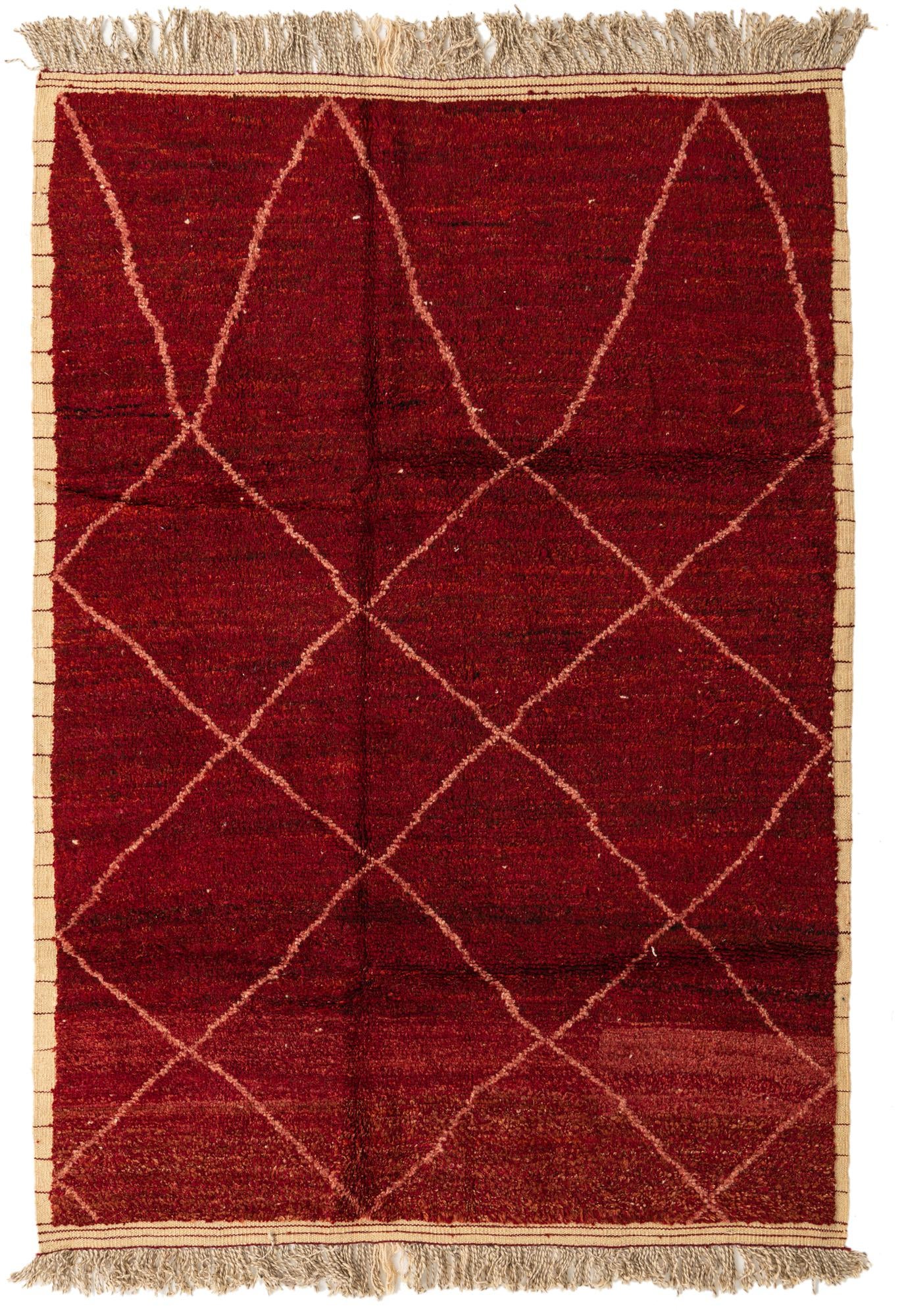 6' 4 x 9' Hand Knotted Moroccan Wool Rug