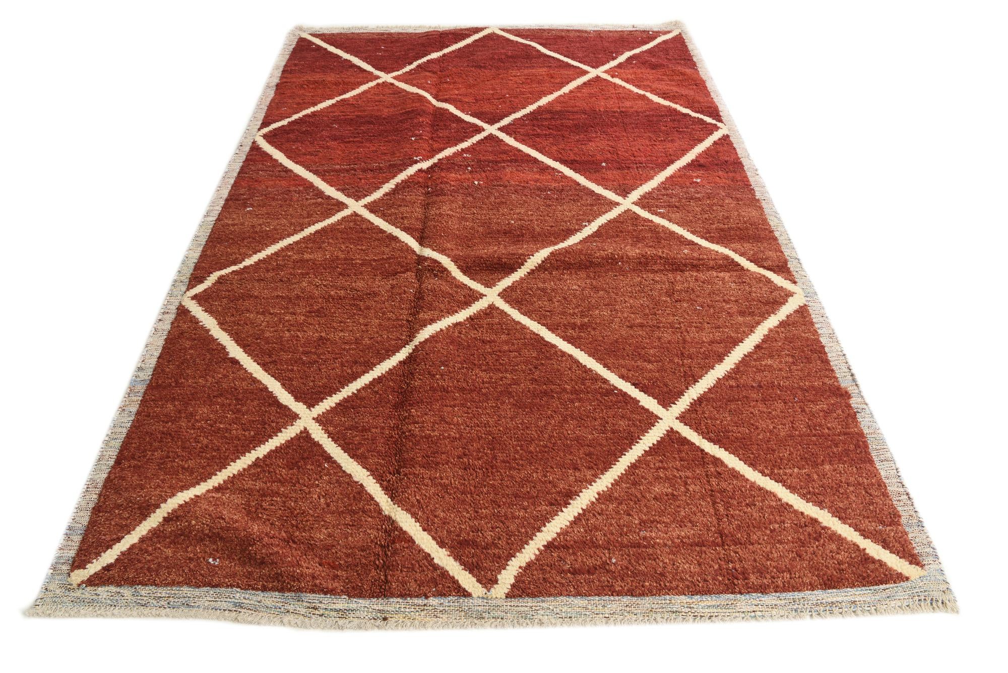 6' x 9' 2 Hand Knotted Moroccan Wool Rug