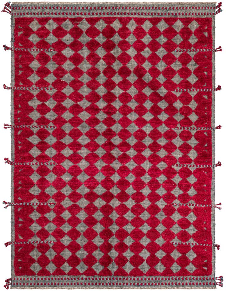 Detail image of 4' 10 x 7' 4 Hand Knotted Moroccan Wool Rug