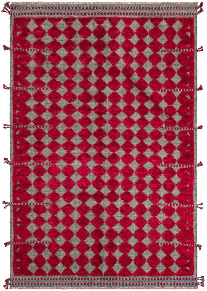 Detail image of 4' 10 x 7' 4 Hand Knotted Moroccan Wool Rug