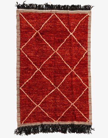 4' 2 x 6' 5 Hand Knotted Moroccan Wool Rug