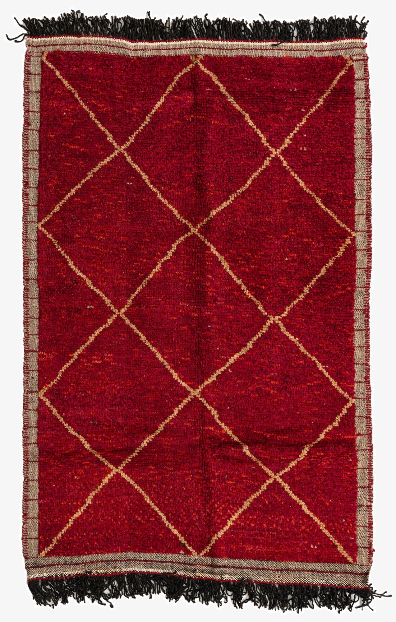 4' x 6' 2  Hand Knotted Moroccan Wool Rug