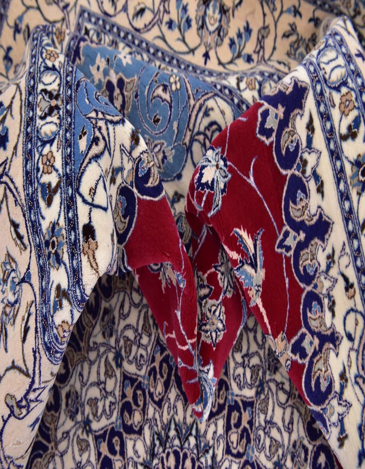 Detail image of 6' 8 x 10' Hand Knotted Nain Persian Rug