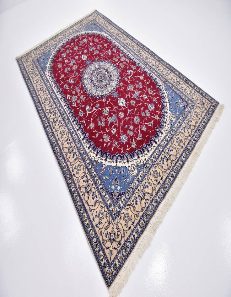 Detail image of 6' 8 x 10' Hand Knotted Nain Persian Rug