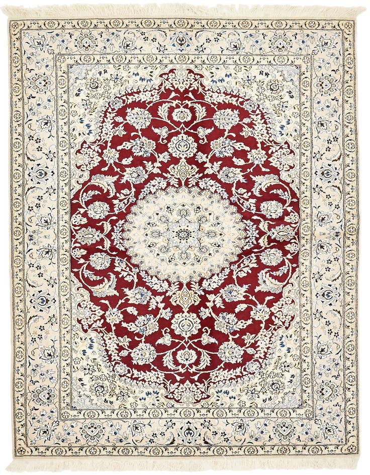 Detail image of 4' 10 x 8' Hand Knotted Nain Persian Rug