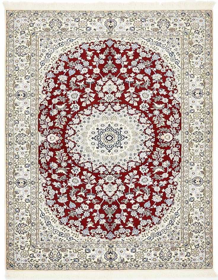 Detail image of 4' 11 x 8' Hand Knotted Nain Persian Rug